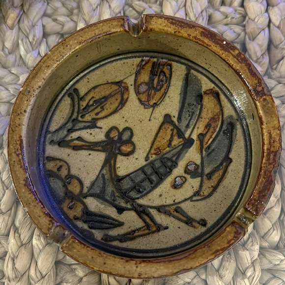 Vintage Collectible MCM Otagiri OMC Roadrunner Stoneware Pottery Ashtray Japan - Picture 1 of 6